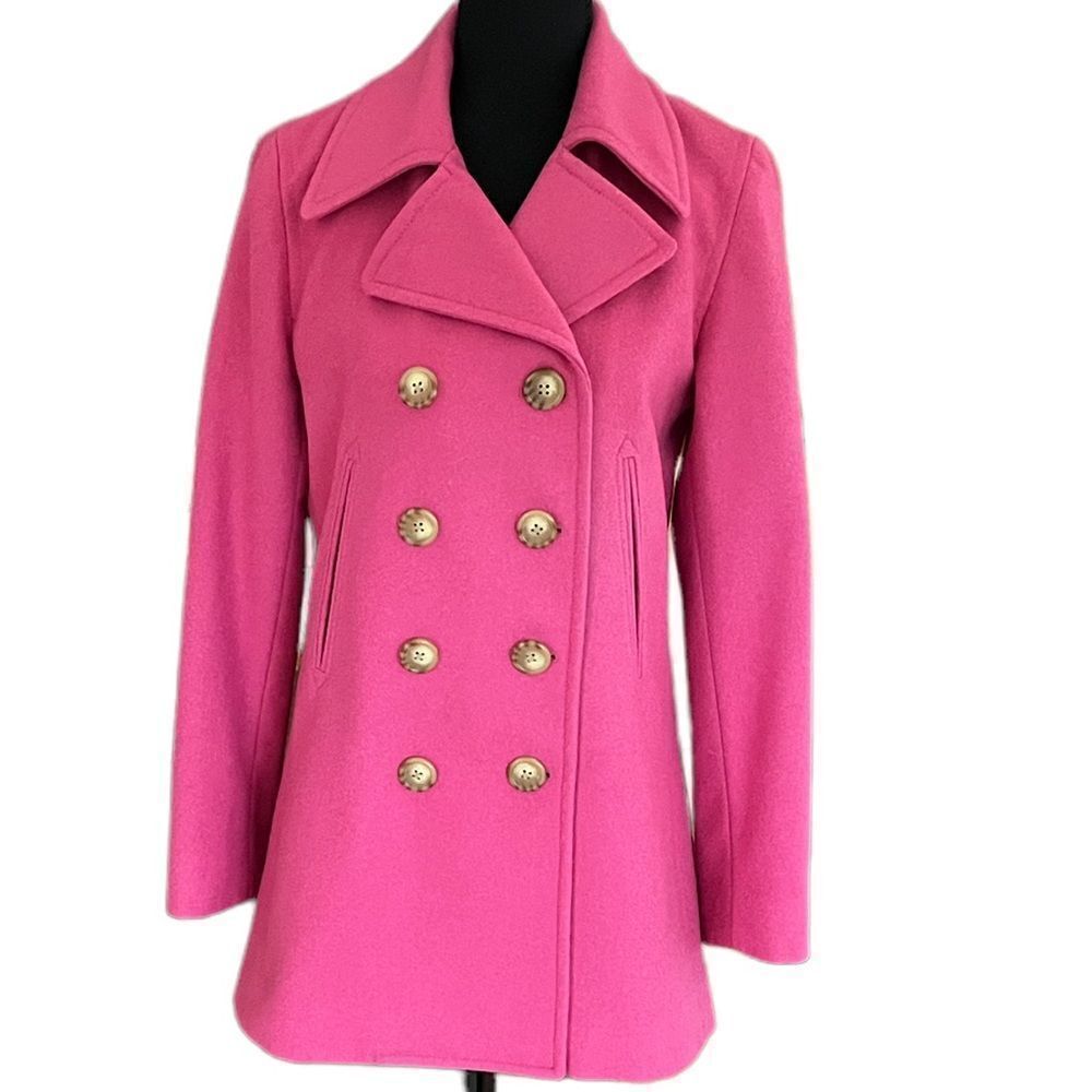 J Crew Factory pink wool blend 8 button double breasted coat